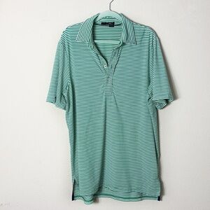 Ralph Lauren RLX Striped Green White Collared Men Polo Shirt size L